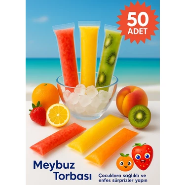 Colorpak Tek Kullanımlık  Torbası 50 Adet Kilitli Dondurucu Meyve Suyu Poşeti 5.