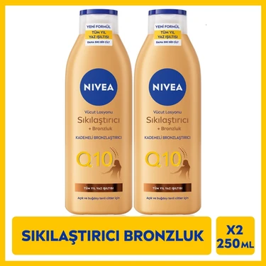 Nivea Q10 Bronzlaştırıcı Vücut Losyonu Sıkılaştırıcı Etki 250 ml X2 Adet Açık Tenli Ciltler