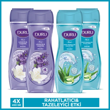 Duru Moods Deniz Min. Aloe Vera ve Lavanta & Yasemin Duş Jeli 4x450