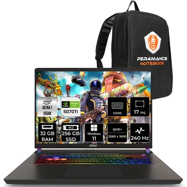 MSI Vector 17 Hx Aı Core Ultra 7 255HX RTX 5070 Ti 12GB 32GB Fiyatı