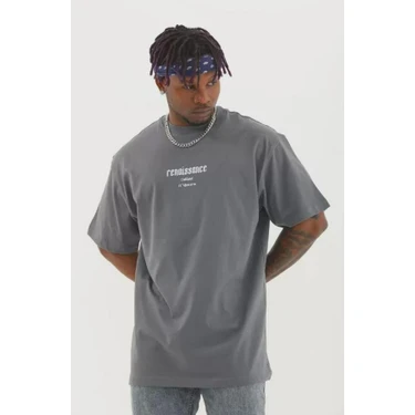 Unisex Oversize Baskılı Bisiklet Yaka