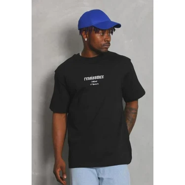 Unisex Oversize Baskılı Bisiklet Yaka