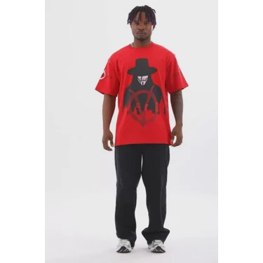 Unisex Oversize Baskılı Bisiklet Yaka