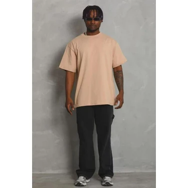 Unisex Oversize Düz Bisiklet Yaka
