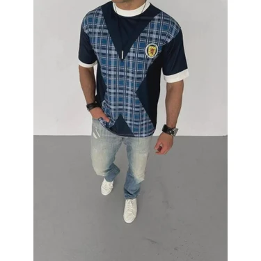 Unisex Bisiklet Yaka Baskılı Oversize