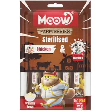 Moow Tavuklu Keçi Sütlü 12GR x 6 Adet Sterilised Kedi Krema