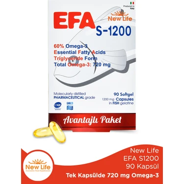 New Life Efa S 1200 Omega 3 Balık Yağı 90