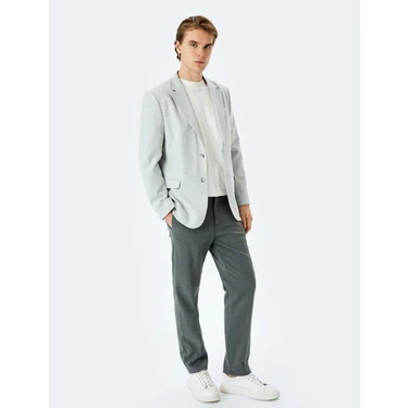 Koton Slim Fit Pamuk Karışımlı Cep Detaylı Mono Yaka Blazer