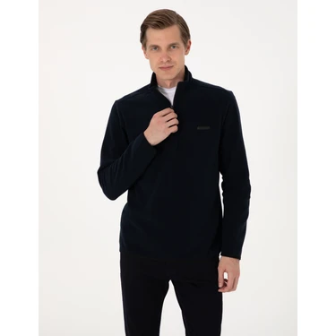 Pierre Cardin Erkek Lacivert Regular Fit Yarım Fermuarlı Polar Sweatshirt