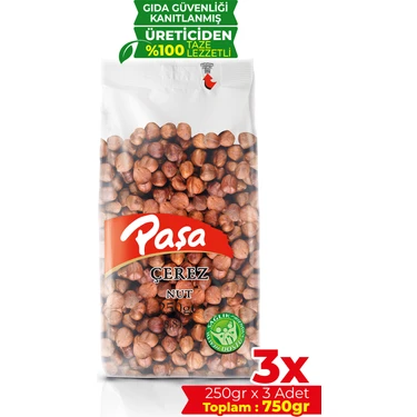 Paşa Kuruyemiş Çiğ Fındık İçi 750 gr (250 gr x 3