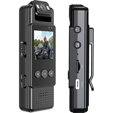 Mini Wifi Body Kamera 1.3 Inç LCD Ekran Full Hd 4K 180 Derece Dönebilir Kamera 1200MAH