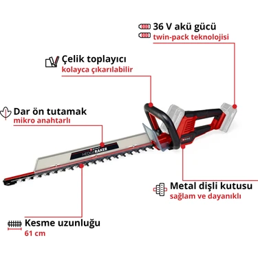Einhell Akülü Çit Budama GE-CH 36/61 Li-Solo Power X-Change Fiyatı