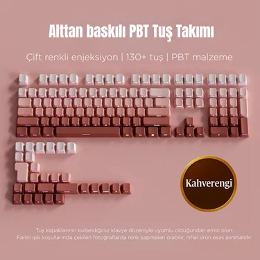 Leaven Mekanik Klavye Keycaps Seti- 130 Tuş Pbt Çift Baskılı-Alttan Baskılı Gradyen