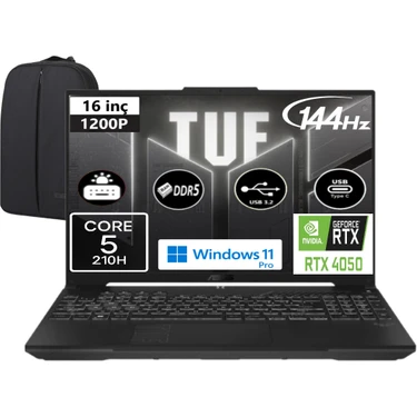 Asus Tuf Gaming F16 FX607VU-RL146-EP11 Core 5 210H 64 GB Ram Fiyatı