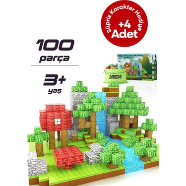 MegaCraft Manyetik Yapı Blokları 100 Parça – Çocuklar Için Renkli Oyuncak Seti Kitapçık