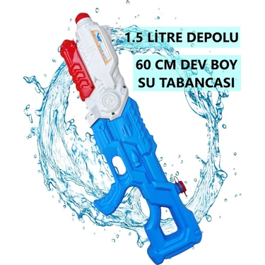 Brother Toys Jumbo Dev Boy Mavi-Beyaz Sızdırmaz Su Tabancası 60 cm 1,5 Litre Depolu Eğlenceli