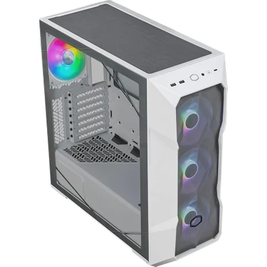 Cooler Master MasterBox TD500 V2 Beyaz ARGB 4x120mm Fanlı, Tempered Glass Kristal Mesh Ön panelli