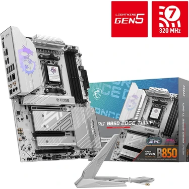 Msı MB Mpg B850 Edge Tı Wıfı Am5 Ddr5 8400MHZ(OC) HDMI 4x M.2 USB 10GBS 5g Lan Wı-Fı 7