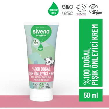 Siveno %100 Doğal Bebek Pişik Önleyici Krem Çinko PCA Yenidoğan Koruyucu & Hassas Onarıcı Bakım