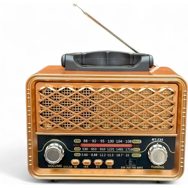 Royal Trend Nostaljik Trend Radyo,Güneş Panelli Eskitme Radyo(Bluetooth