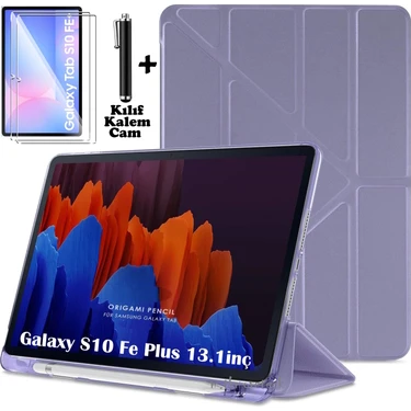 Samsung Galaxy Tab S10 Fe Plus 13.1 Inç 2025 Kılıf Kalem Bölmeli Katlanabilir Standlı Yumuşak