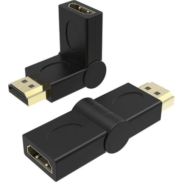 Derwell HDMI Uzatma - HDMI 90 180 270 Derece Dirsek Oynar Başlıklı Dişi Erkek 4K 3D Erkek Dişi