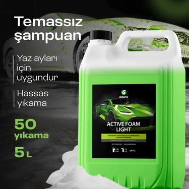 GRASS Cilalı Ekonomik Araba Şampuanı 5 Kg - Temassız Yıkama İçin | Parlatıcı Etkili | Hızlı Köpüren