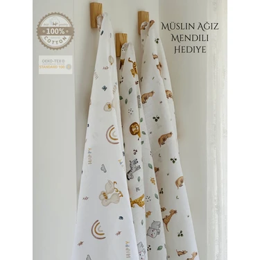 Ft Baby Collection Pamuk Müslin Bebek Battaniyesi 3'Lü Set  Müslın Örtü 80  x 