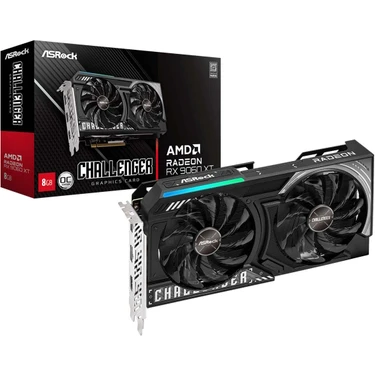 Asrock Amd Radeon Rx 9060 Xt Challenger 8gb Ekran Kartı - 8gb Gddr6, 128-BIT, Amd Rdna 4, 2 x