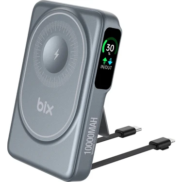 Bix TPB16 10.000 Mah OLED Ekranlı Manyetik Kablosuz Powerbank 20W Pd Hızlı Şarj ve 15W Magsafe