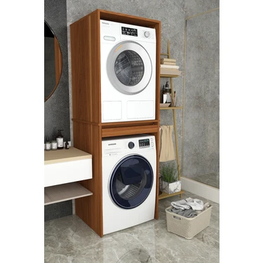 Asra Trend %100 Mdf Çekmeceli Banyo Dolabı Çamaşır Makinesi+Kurutma Makinesi Dolabı