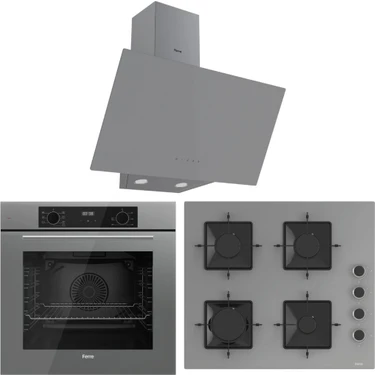Ferre Flowart QBL63CPR-SS208-D079 7 Prog. Dijital Turbo Ankastre Set -