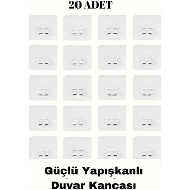 20 Adet Güçlü Kendinden Yapışkanlı Kancalar Köşe Rafı Banyo Rafı Duş Rafı Kancası, Su Geçirmez