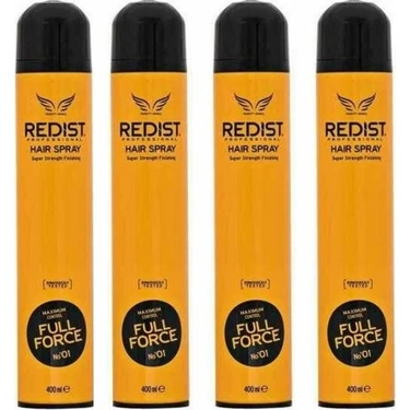 Redist 4 Adet Full Force Saç Spreyi  Düzleştirici Etkisi ile, 4×400 ml, Tüm Saç Tiplerine Uygun,