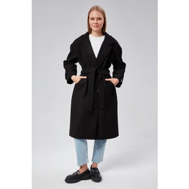 Bolivente Kuşaklı Oversize Kaşe