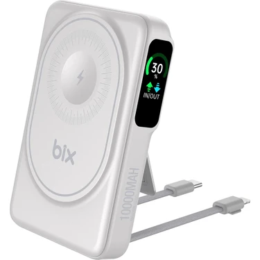Bix TPB16 10.000 Mah OLED Ekranlı Manyetik Kablosuz Powerbank 20W Pd Hızlı Şarj ve 15W Magsafe