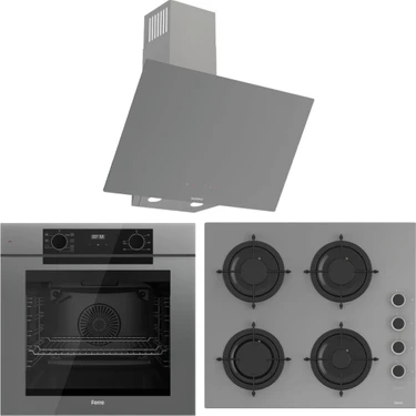 Ferre Fryart Artline QEP63CPR - CS208-FA - D079-SA 7 Prog. Dijital Turbo Ankastre Set -