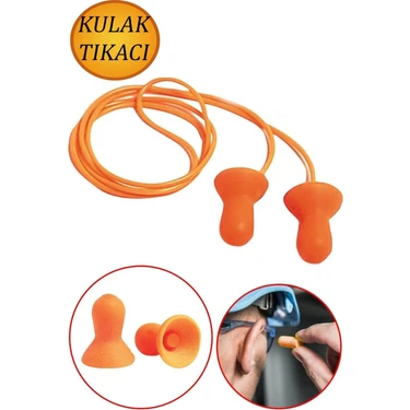Kulak Tıkacı 26 Db Yıkanabilir Ipli Tıkaç Gürültü Ses Önleyici Yüzme Su Kaçma Kulak