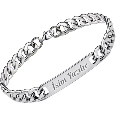 Kişiye Özel İsim Yazılan Figaro Unisex Çelik Bileklik