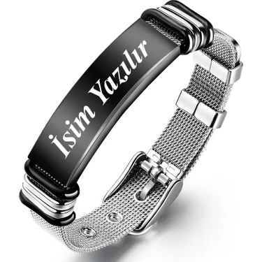 Takı Dükkanı Kişiye Özel Isimli Hasır Kemer Kordon Çelik Erkek Bileklik