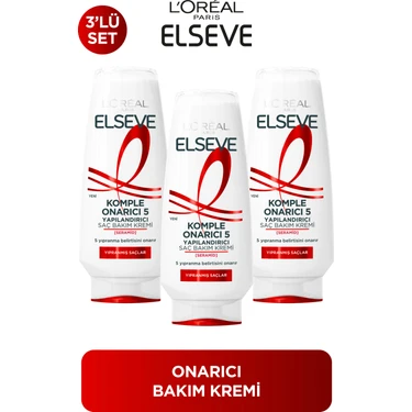 L'Oreal Paris 3'lü Elseve Komple Onarıcı 5 Yapılandırıcı Saç Bakım Kremi 250