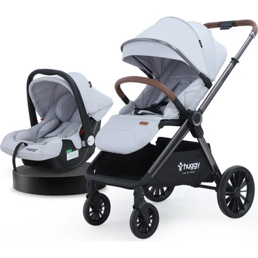 Huggy Mate 5 in 1 Extra Parlak Çift Yönlü Gri Travel Bebek