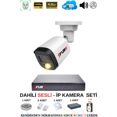 Fury Ip Güvenlik Kamera Seti 1 Kameralı Sesli 4mp Gece Renkli Su Geçirmez IP5515S