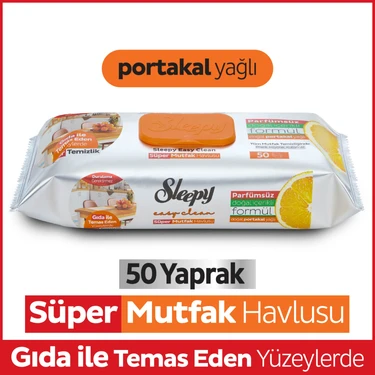 Sleepy Easy Clean Süper Yüzey Temizlik Mutfak Havlusu&Mendili Portakal Yağlı 50
