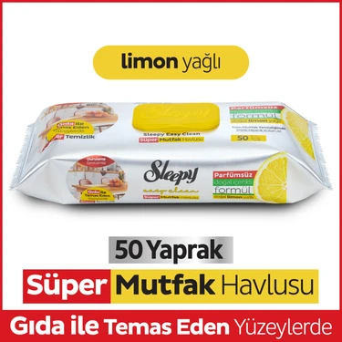 Sleepy Easy Clean Süper Yüzey Temizlik Mutfak Havlusu&Mendili Limon Yağlı 50