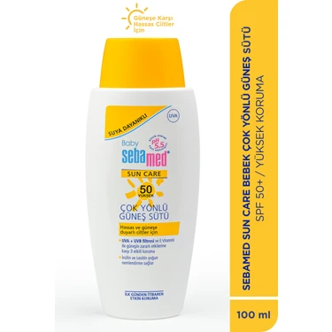 Sebamed Baby SPF 50 UVA - UVB Filtresi ve E Vitamini Etkili Çok Yönlü Koruyucu Çocuk Güneş Sütü 100