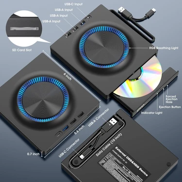 UmoTech Harici Dvd-Rw Cd/dvd Sürücü – Usb-C/3.0, USB Hub ve Fiyatı