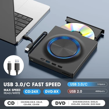 UmoTech Harici Dvd-Rw Cd/dvd Sürücü – Usb-C/3.0, USB Hub ve Fiyatı