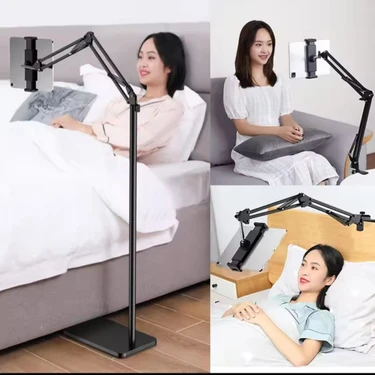 14 Inç Uyumlu 135 cm Ayarlanabilir %100 Metal Telefon ve Tablet Standı Tablet