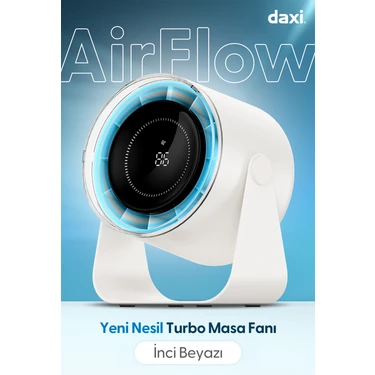 Daxi Airflow AF02 Yeni Nesil Şarjlı Turbo Masa Fanı, Ultra Güçlü Hava Akışı, 100 Kademeli,